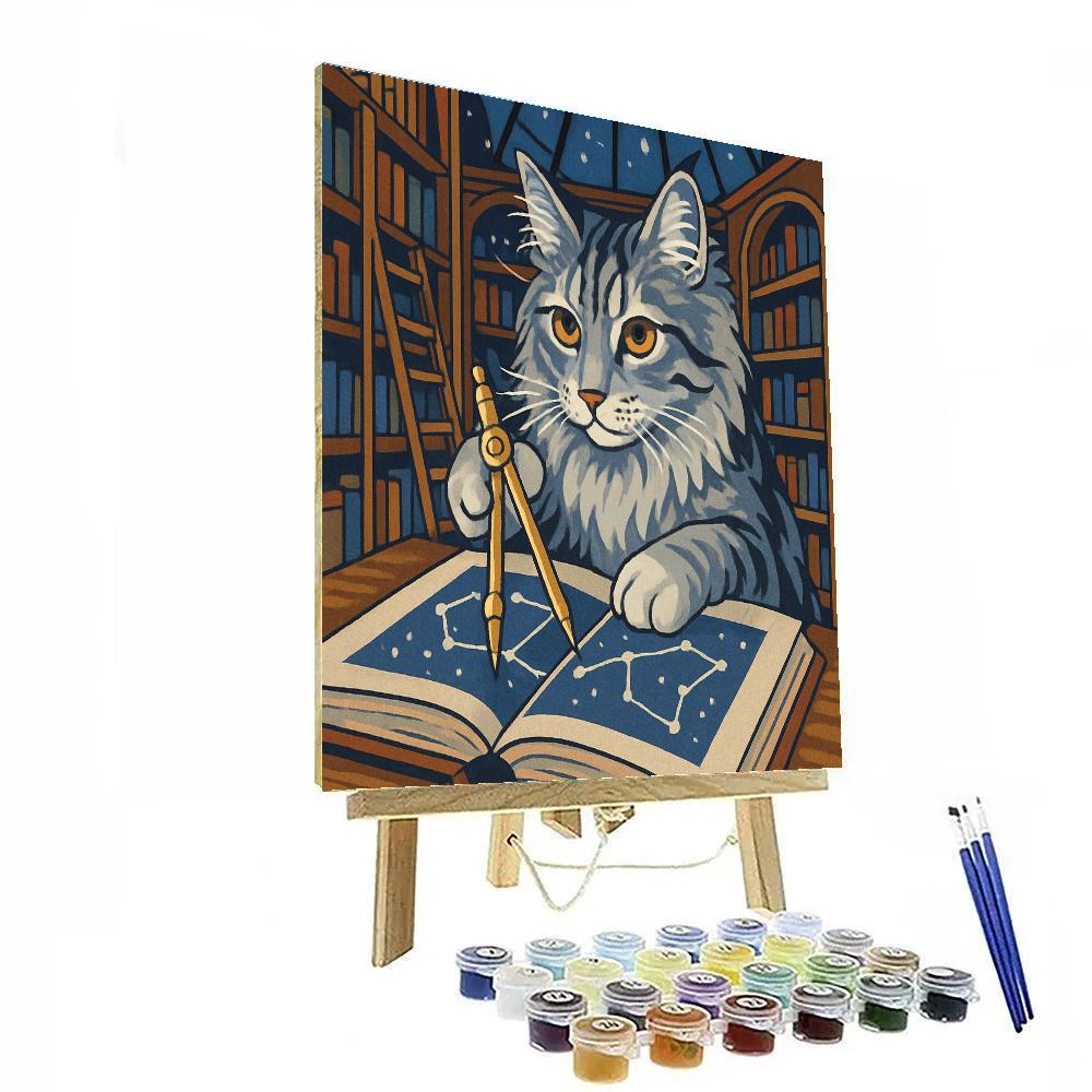 Clockwork Library Cat Cartographer Numbered painting kits