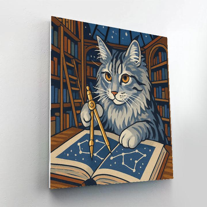 Clockwork Library Cat Cartographer Numbered painting kits