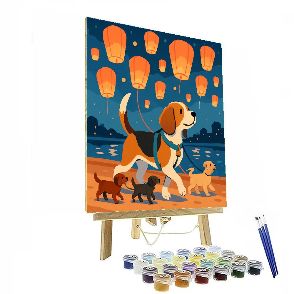 Sky Lantern Dog Parade Numbered painting kits