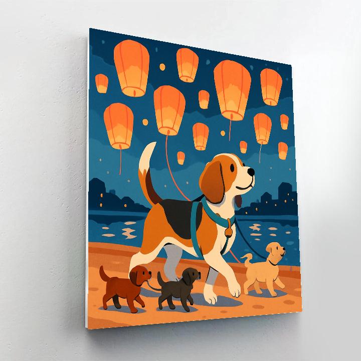 Sky Lantern Dog Parade Numbered painting kits