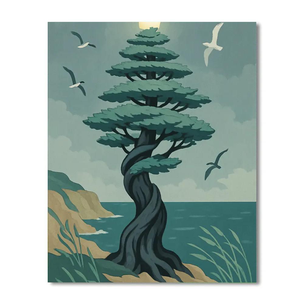 Lighthouse Spiral Tree Grove paint by number