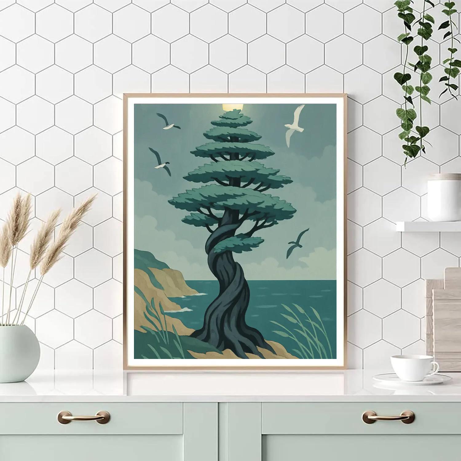 Lighthouse Spiral Tree Grove paint by number