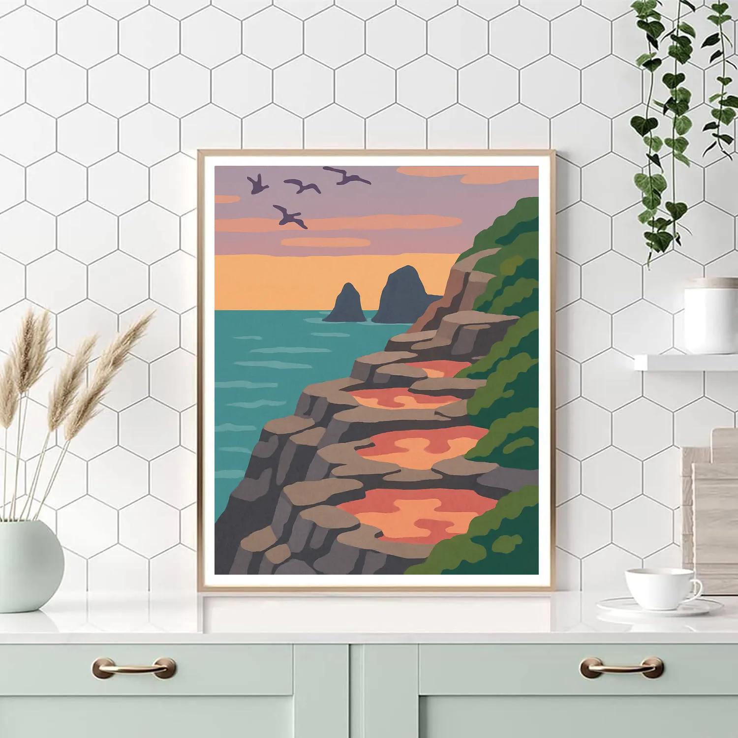 Landscape Tidepool Terrace At Dusk painting number kit