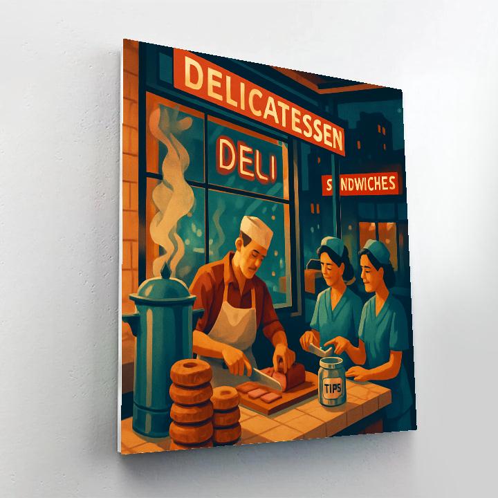 Stained Glass New York Deli Midnight Counter paint by color