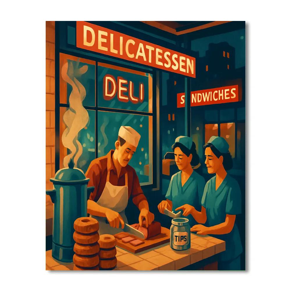 Stained Glass New York Deli Midnight Counter paint by color