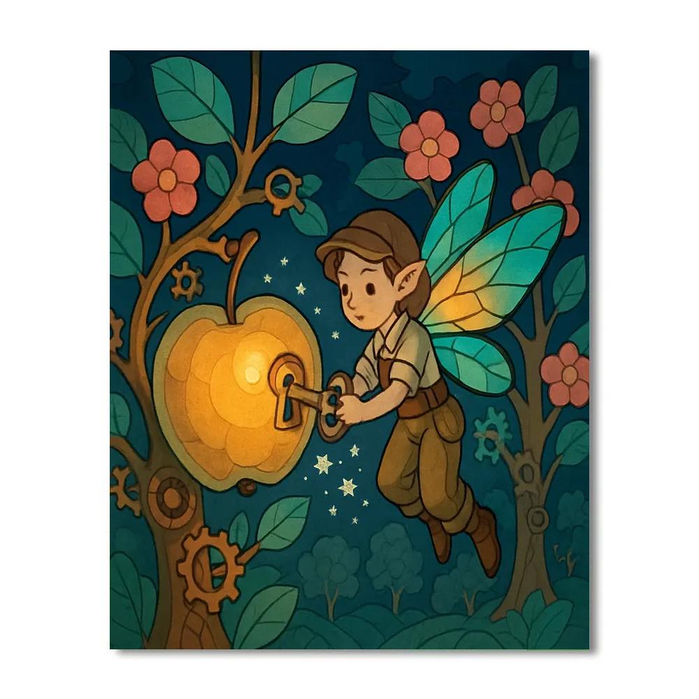 Clockwork Orchard Fairy Number painting