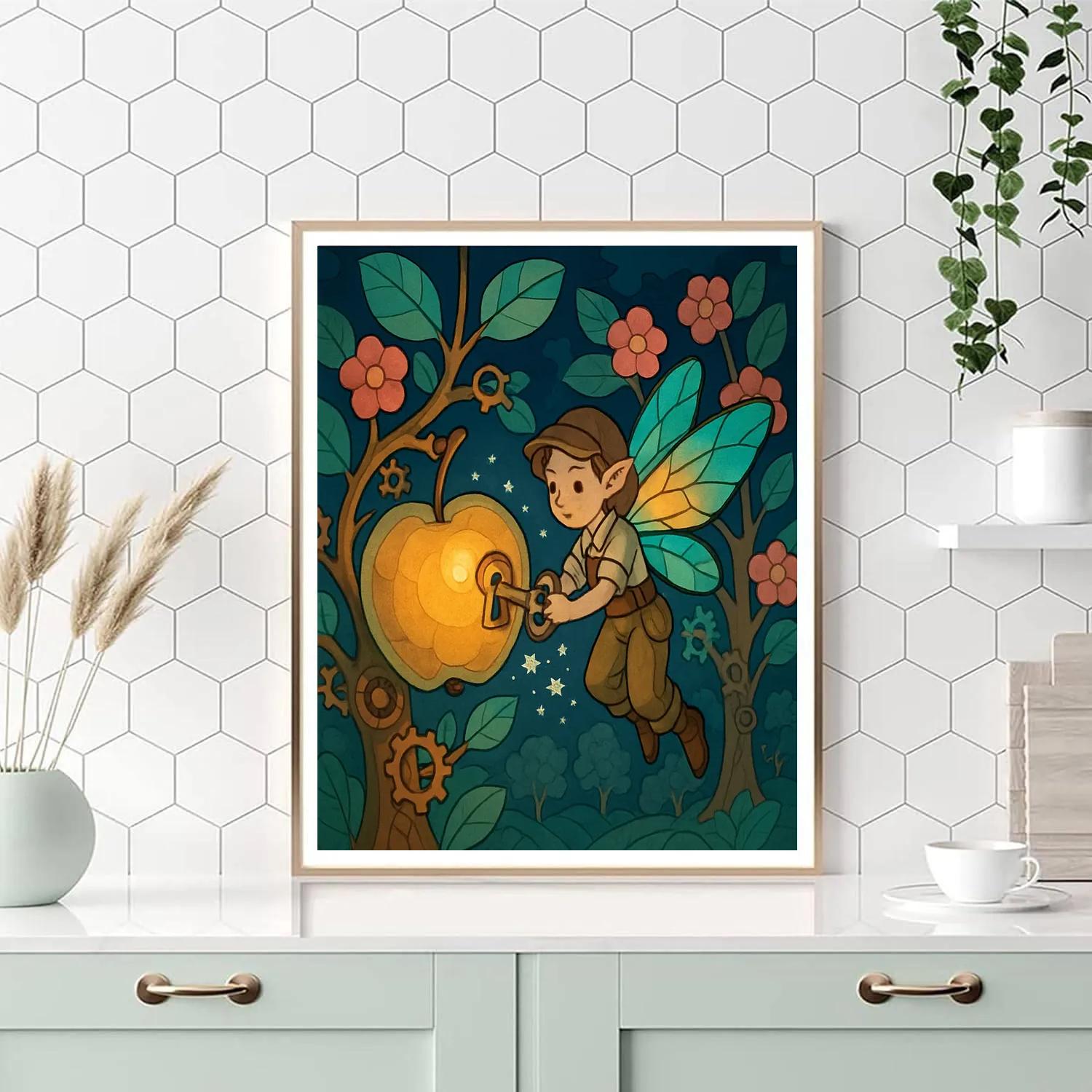 Clockwork Orchard Fairy Number painting