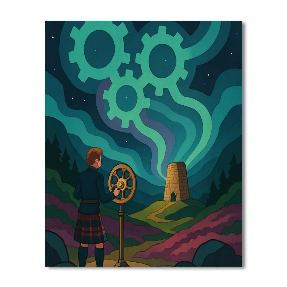 Clockwork Aurora Over Scotland Paint by numbers kits