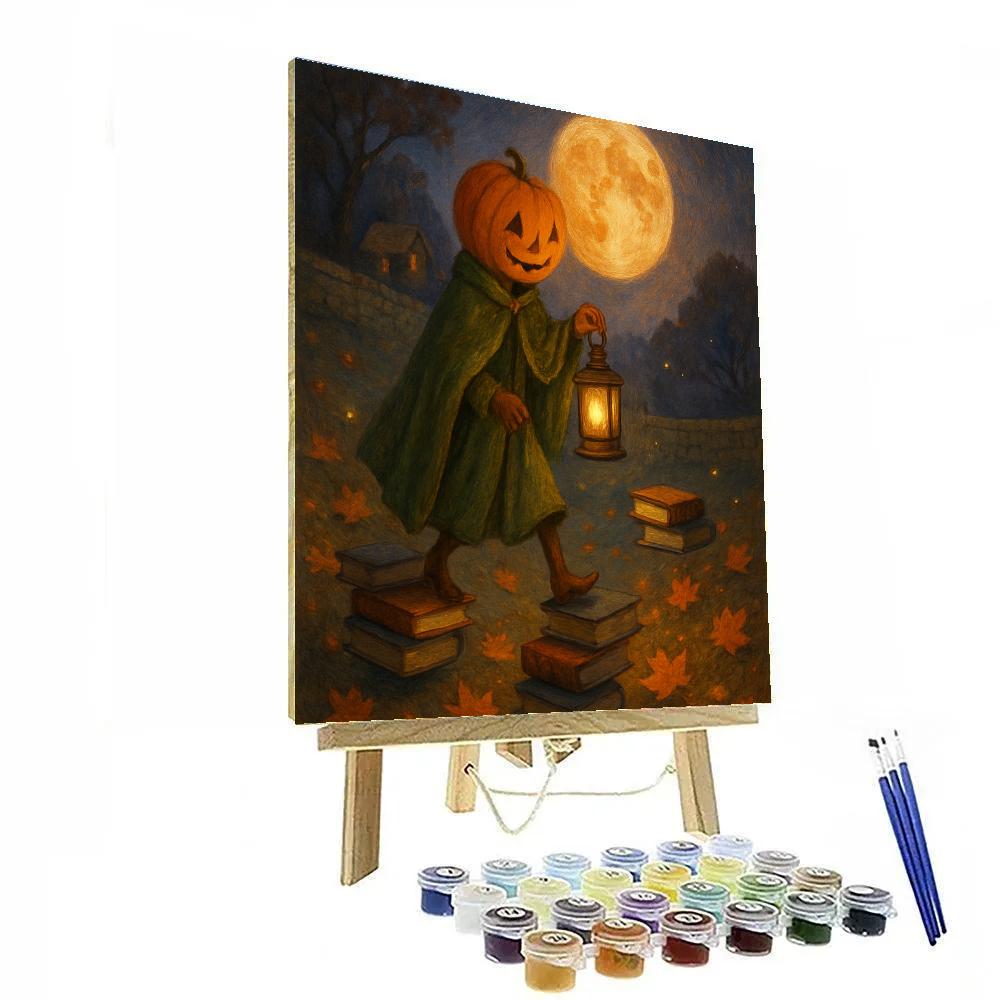 Lantern Library Under The Harvest Moon Number painting