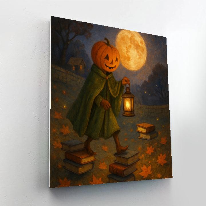 Lantern Library Under The Harvest Moon Number painting