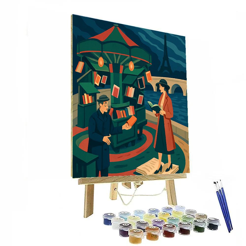 Midnight Bookstall Carousel In Paris Paint by numbers kits