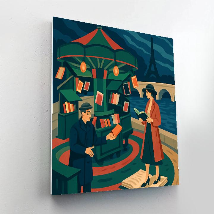Midnight Bookstall Carousel In Paris Paint by numbers kits
