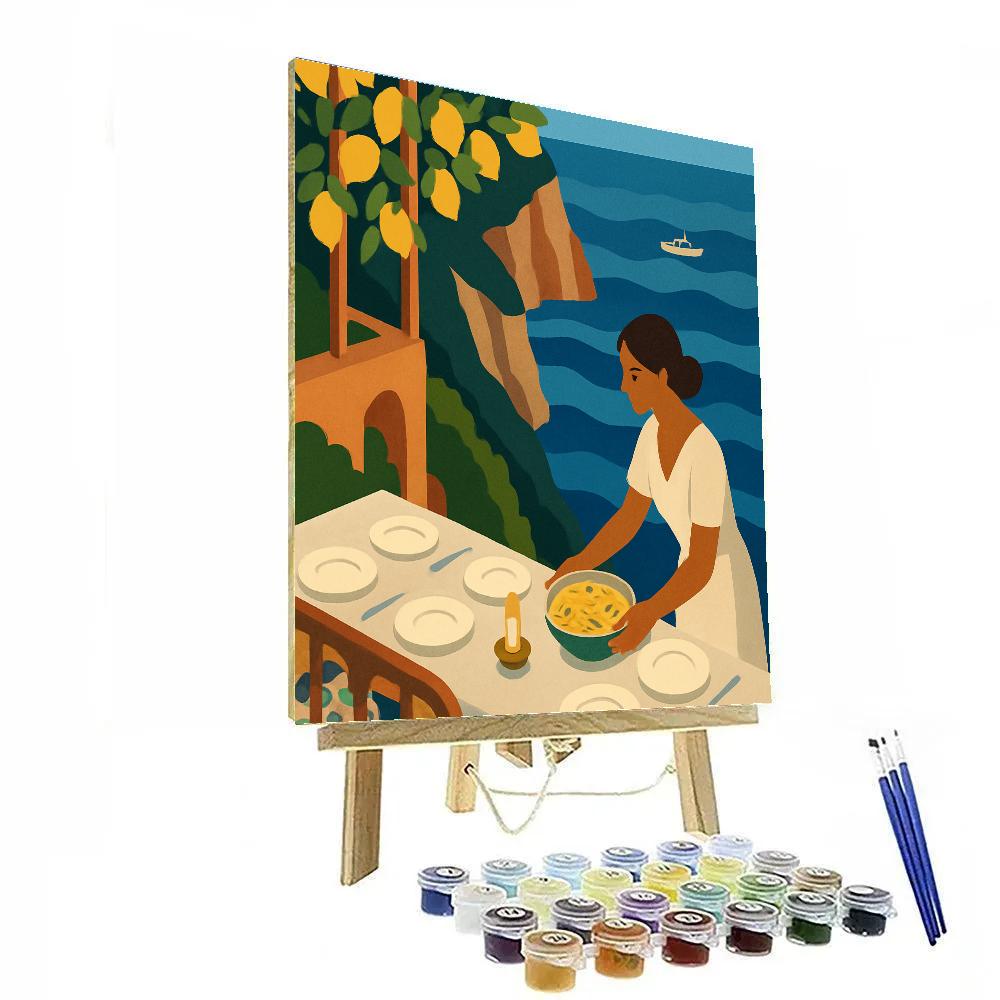 Silent Lemon Terrace In Italy At Midnight Painting by numbers kit