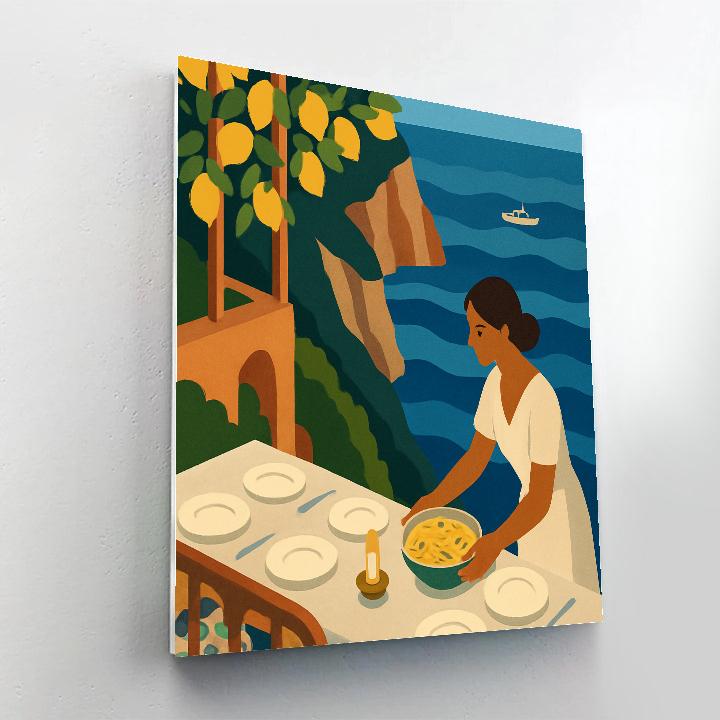 Silent Lemon Terrace In Italy At Midnight Painting by numbers kit