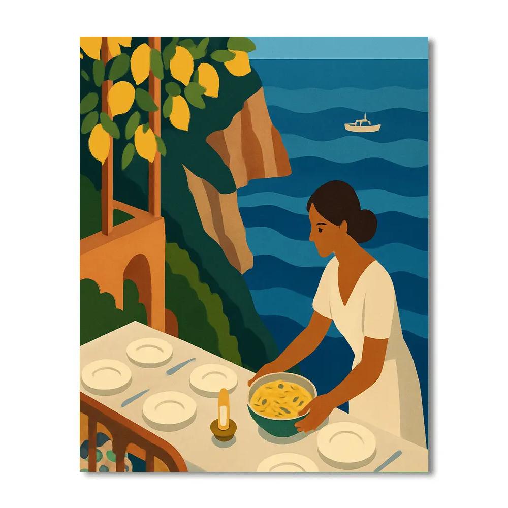 Silent Lemon Terrace In Italy At Midnight Painting by numbers kit