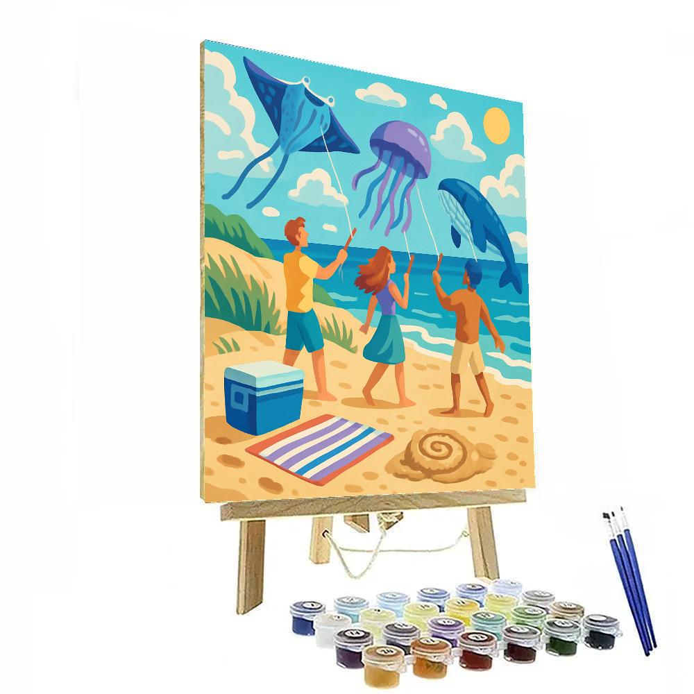 Wind Kite Parade On The Dune Beach Paint by numbers art