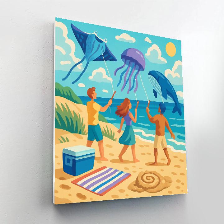 Wind Kite Parade On The Dune Beach Paint by numbers art
