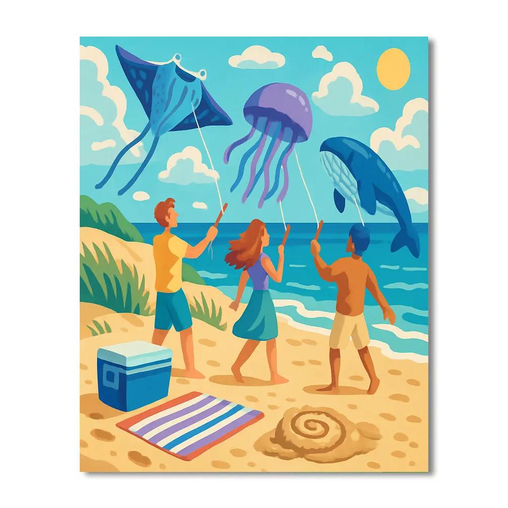 Wind Kite Parade On The Dune Beach Paint by numbers art