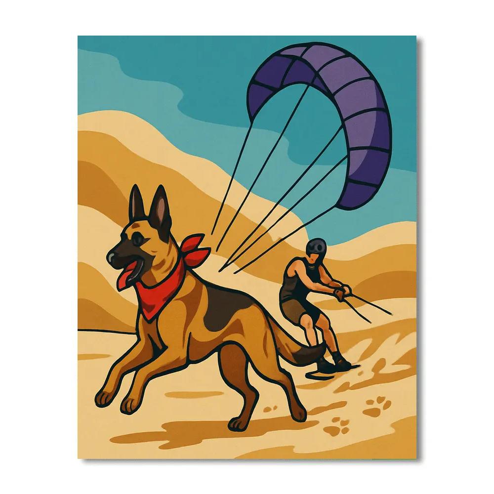 Desert Kiteboarding With Dog Companion DIY paint by numbers