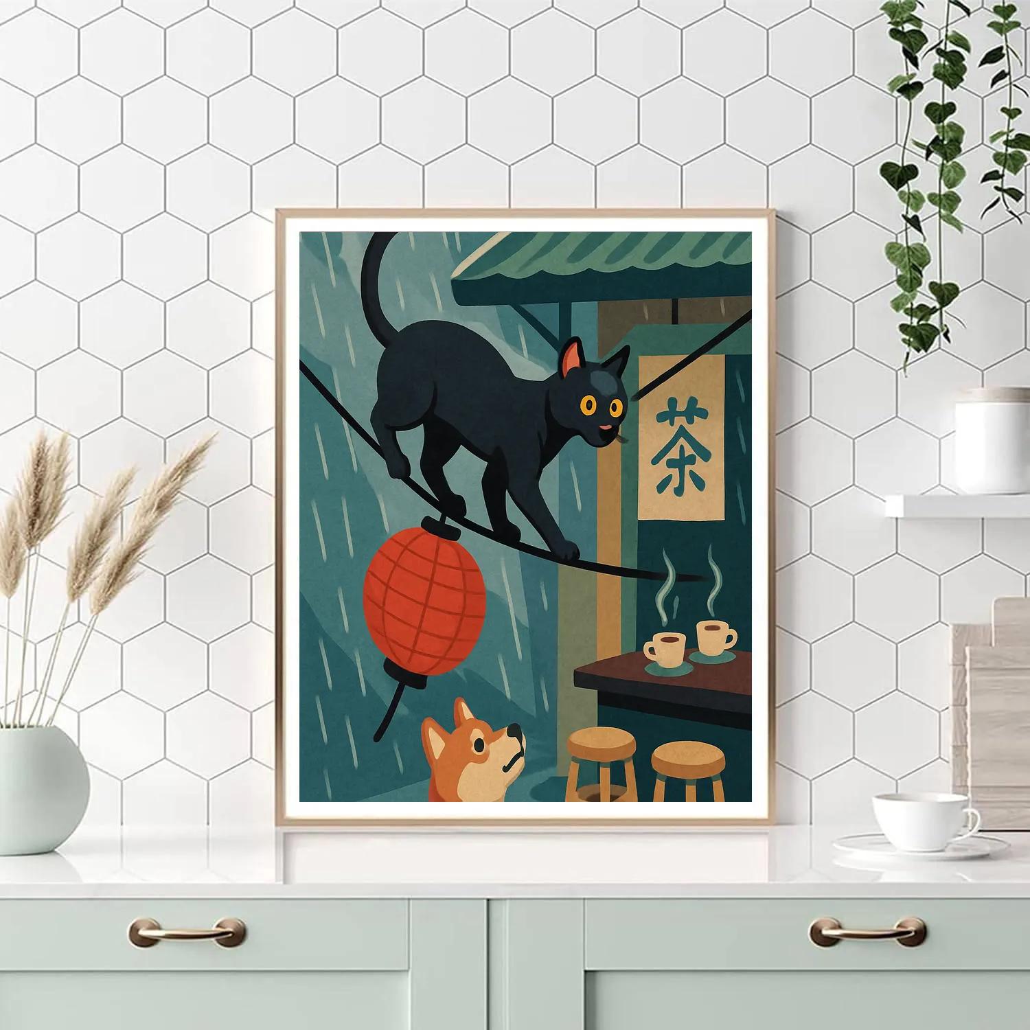 Teahouse Lanterns With Cat Acrobat Paint by numbers kits