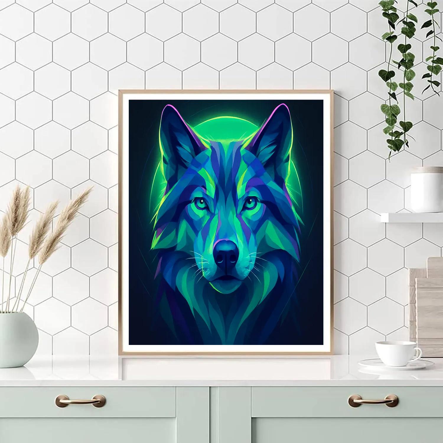 Aurora Needle Wolf Numbered painting kits