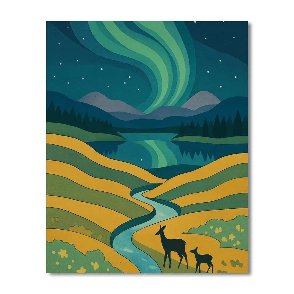 Aurora Woven Meadow With Landscape View Painting by numbers kit