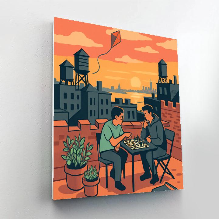 Rooftop Chess Over The Hudson In New York paint by number