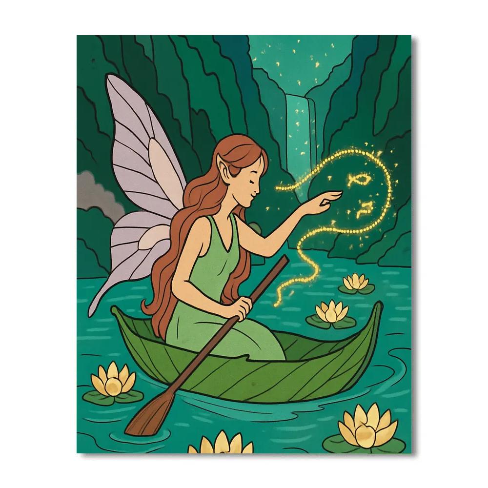 Lantern River With Fairy Guide paint by color