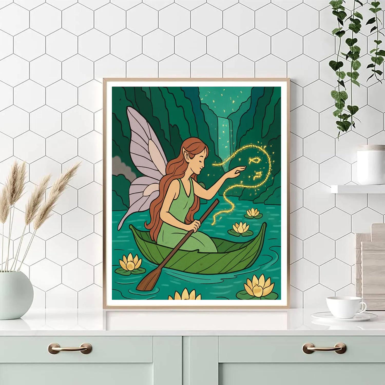 Lantern River With Fairy Guide paint by color