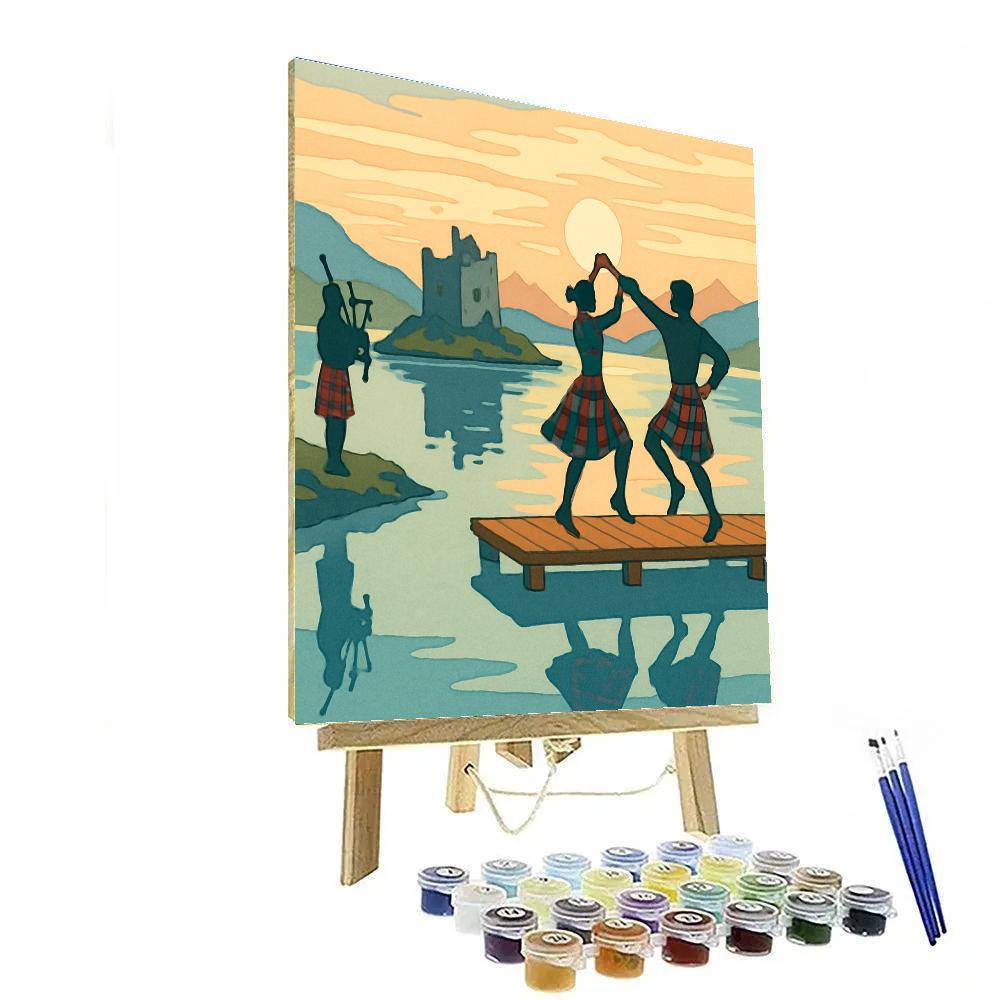 Lochside Ceilidh With Scotland Reflections paint by number