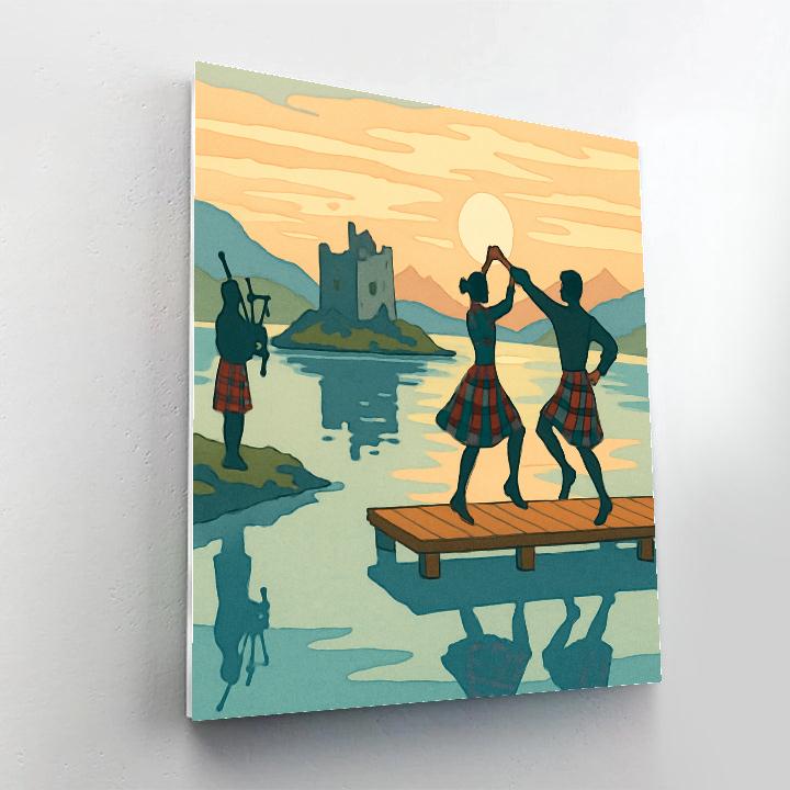 Lochside Ceilidh With Scotland Reflections paint by number
