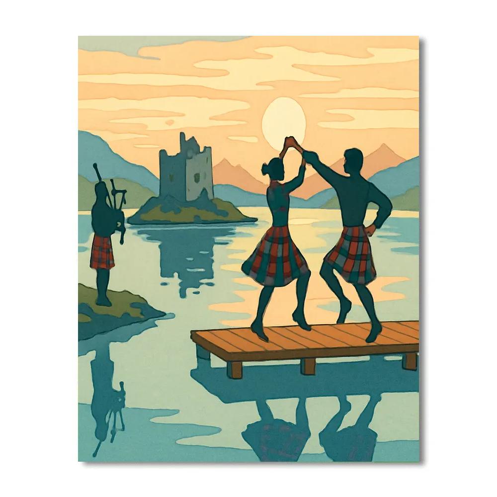 Lochside Ceilidh With Scotland Reflections paint by number