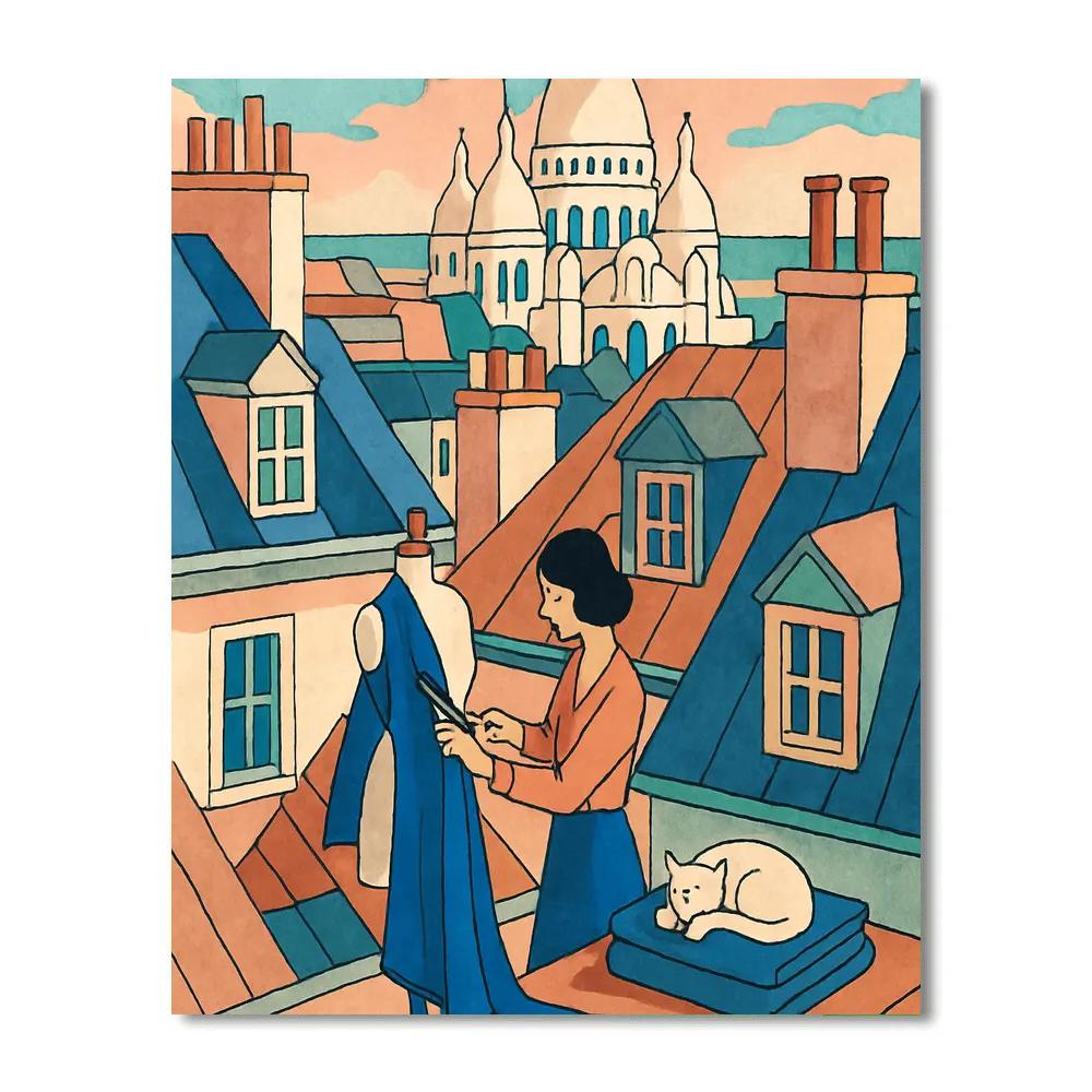 Stained Glass Paris Rooftop Atelier Painting by numbers kit