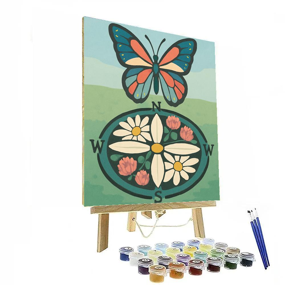Garden Compass With Butterfly Wings Painting by numbers kit