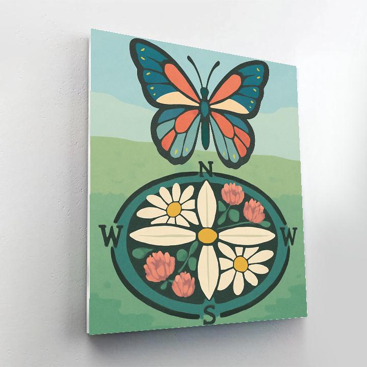 Garden Compass With Butterfly Wings Painting by numbers kit