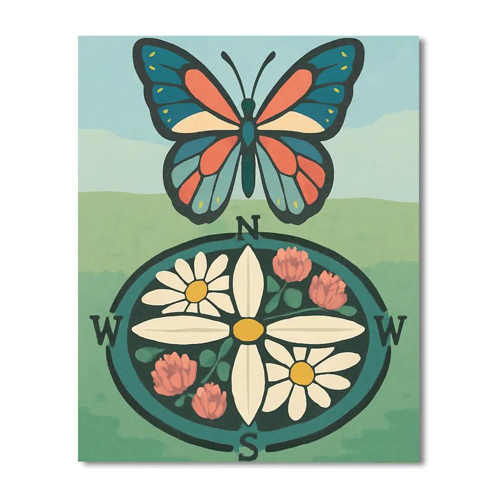 Garden Compass With Butterfly Wings Painting by numbers kit