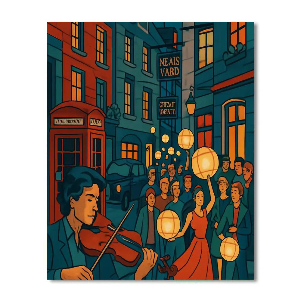 Midnight Lantern Parade In London Alleys DIY paint by numbers