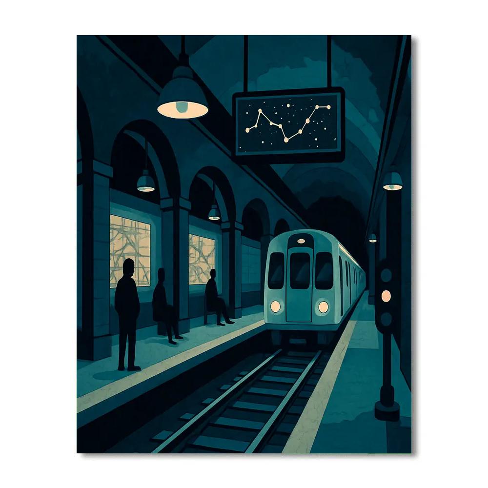 Midnight Archive Train Station painting number kit