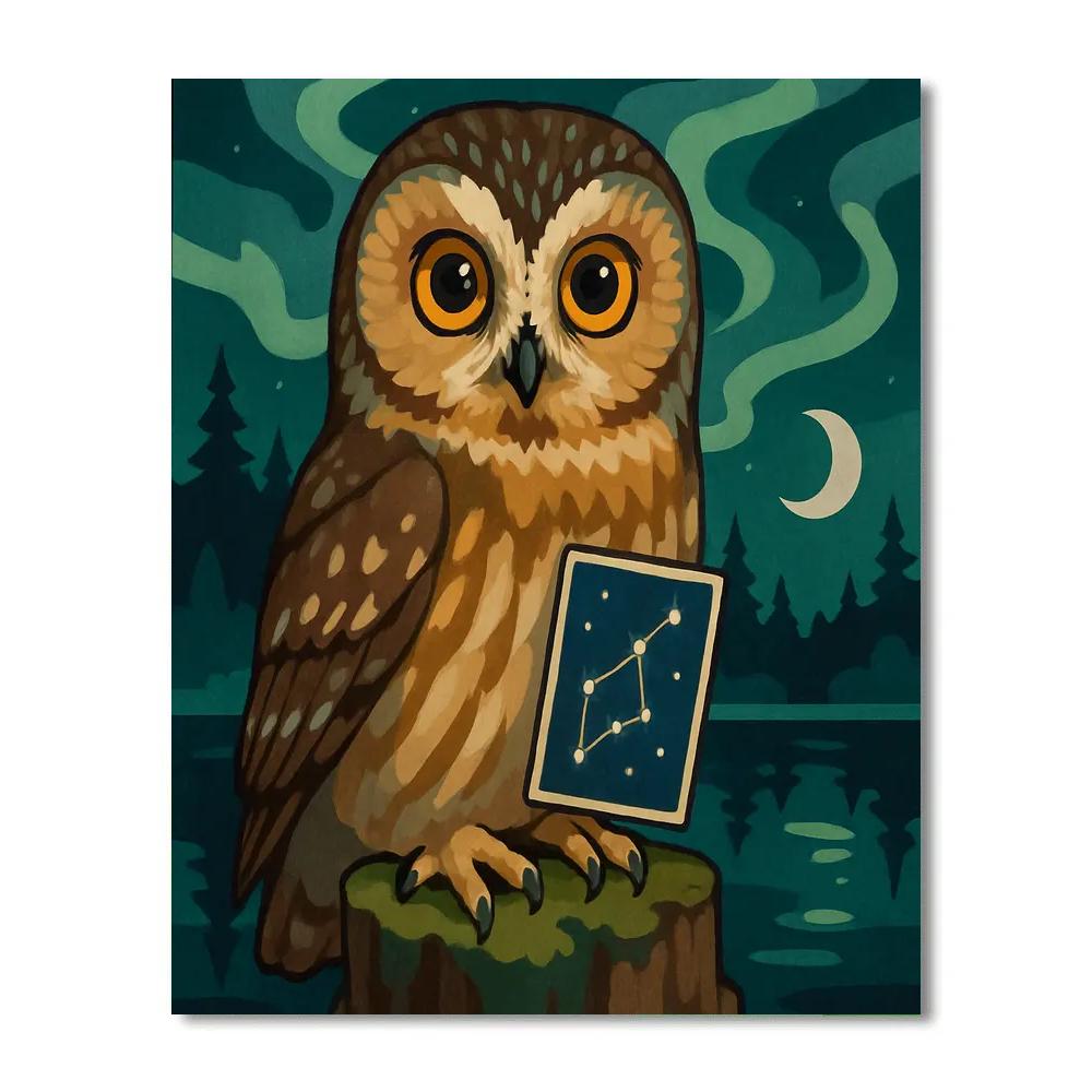 Aurora Mapmaker Owl painting number kit