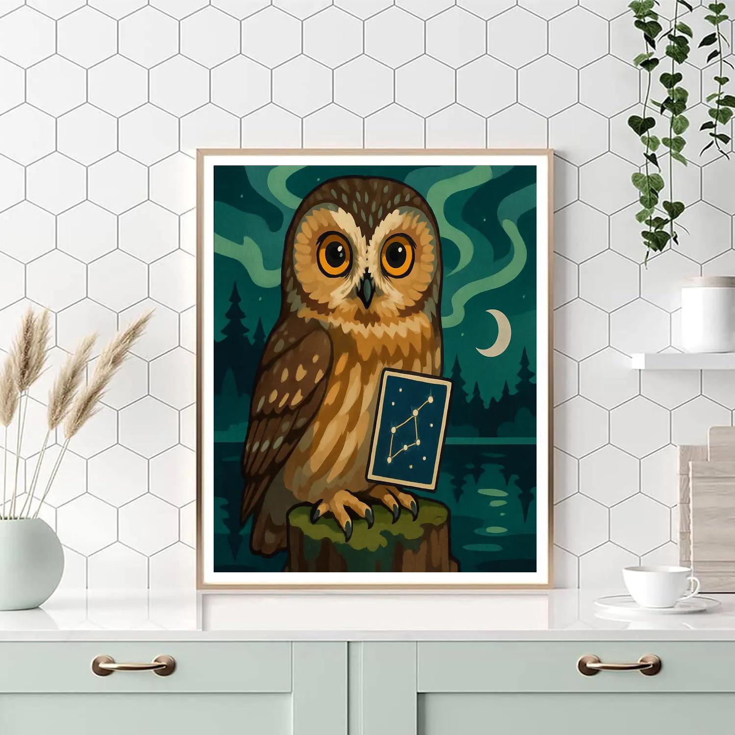 Aurora Mapmaker Owl painting number kit