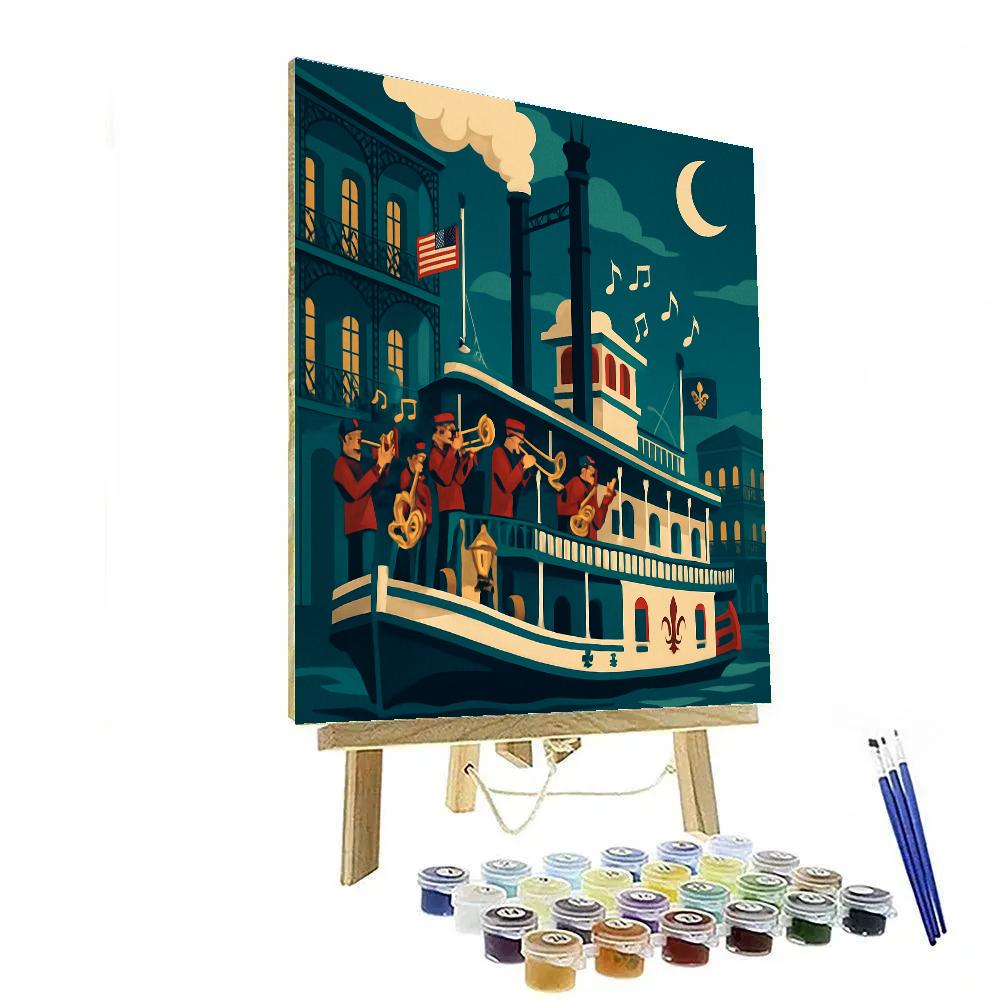 Neon Jazz Riverboat USA Nights Painting by numbers kit