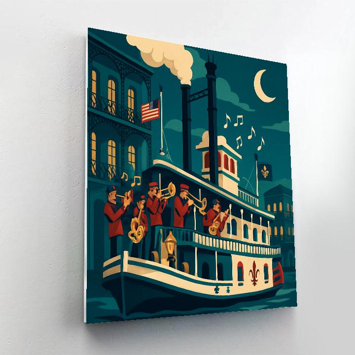 Neon Jazz Riverboat USA Nights Painting by numbers kit