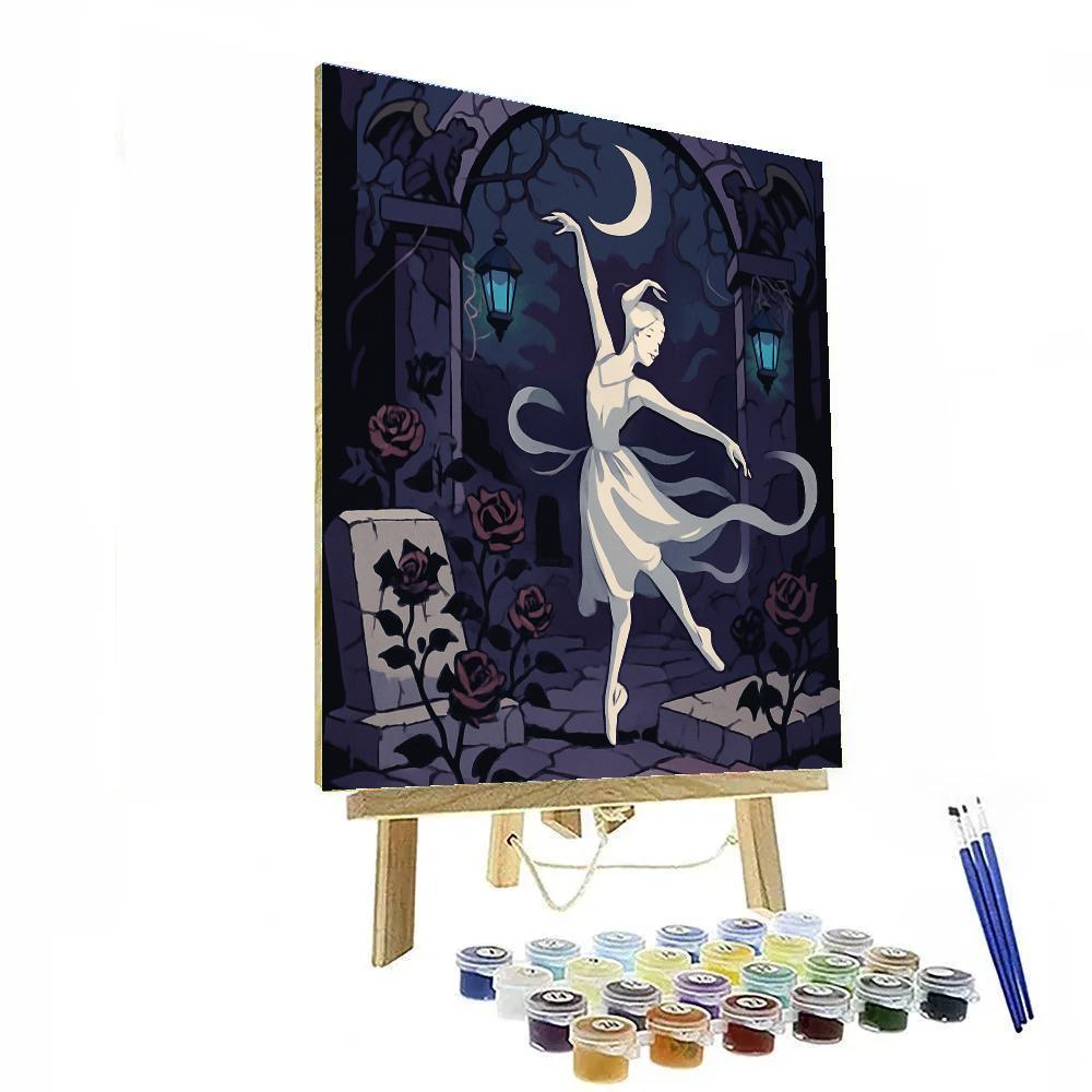 Moonlit Courtyard In Gothic Bloom Number painting