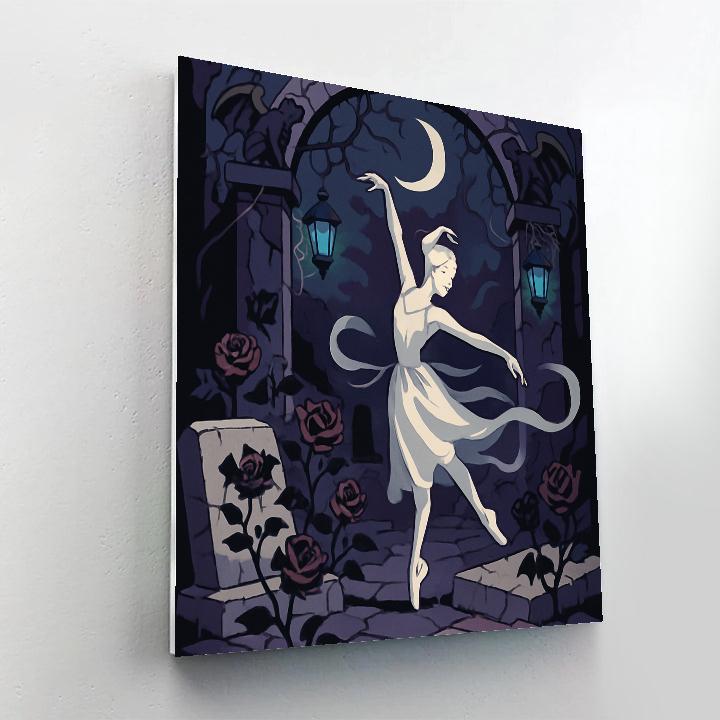 Moonlit Courtyard In Gothic Bloom Number painting