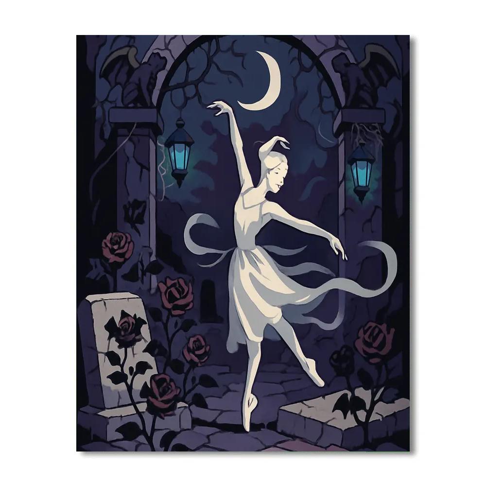 Moonlit Courtyard In Gothic Bloom Number painting