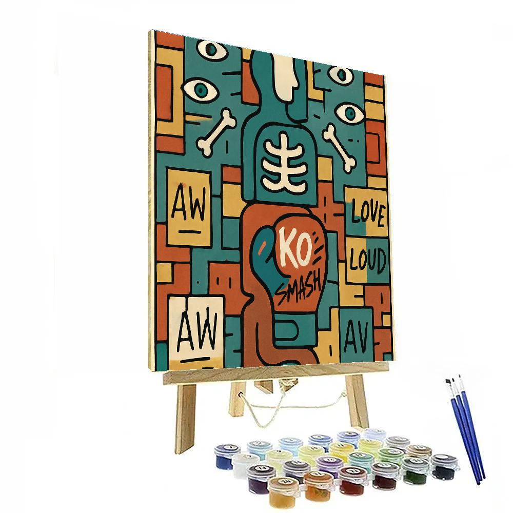 Basquiat Crown Cipher Street Totem paint by color