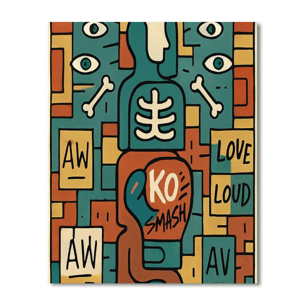 Basquiat Crown Cipher Street Totem paint by color