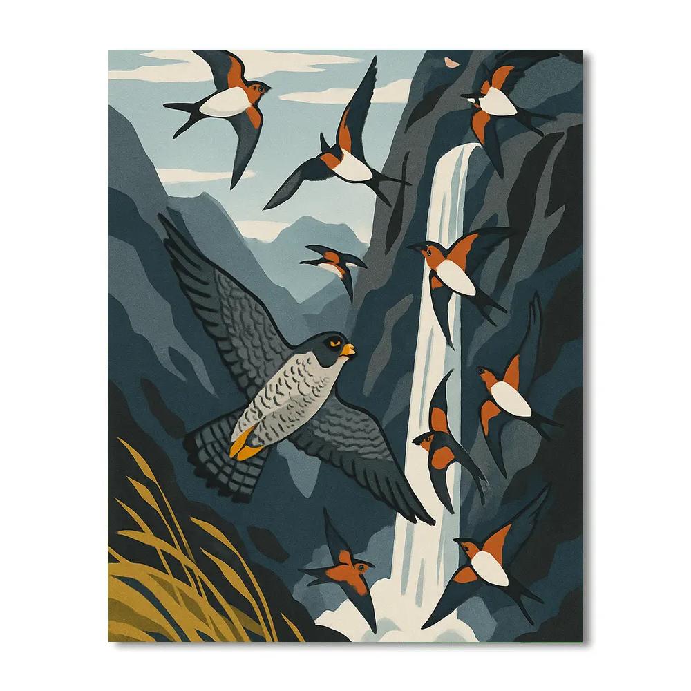 Glasswing Migration With Birds In High Wind Paint by numbers art