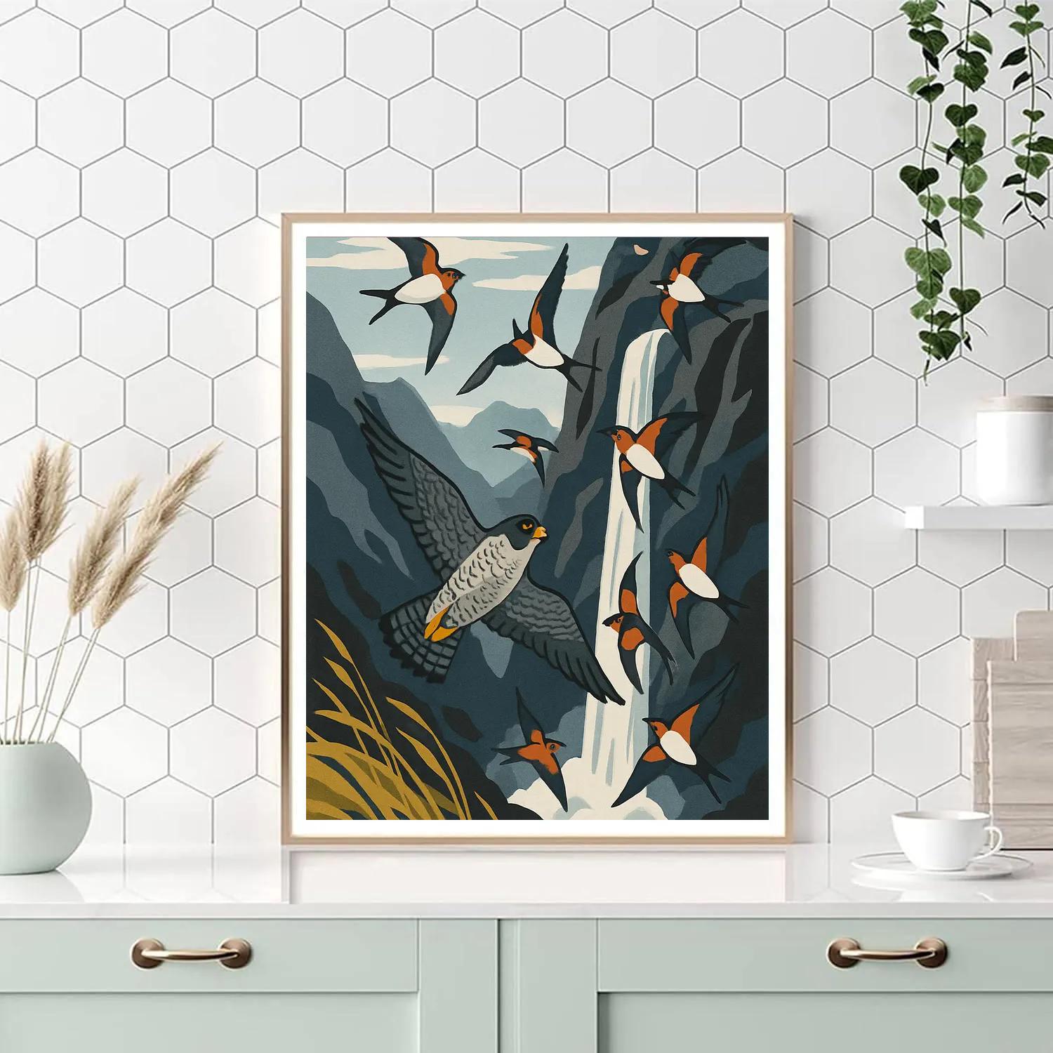 Glasswing Migration With Birds In High Wind Paint by numbers art