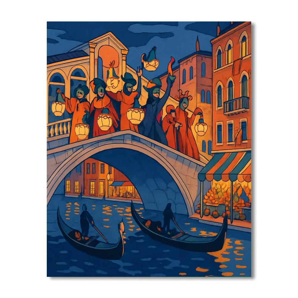 Mask Parade In Venice Twilight Number painting